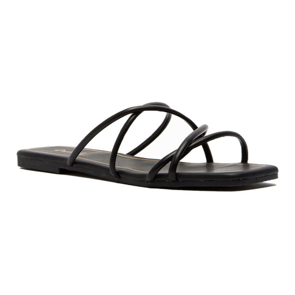 Qupid Flashy-16 Black Strappy Slide Sandals Size 6